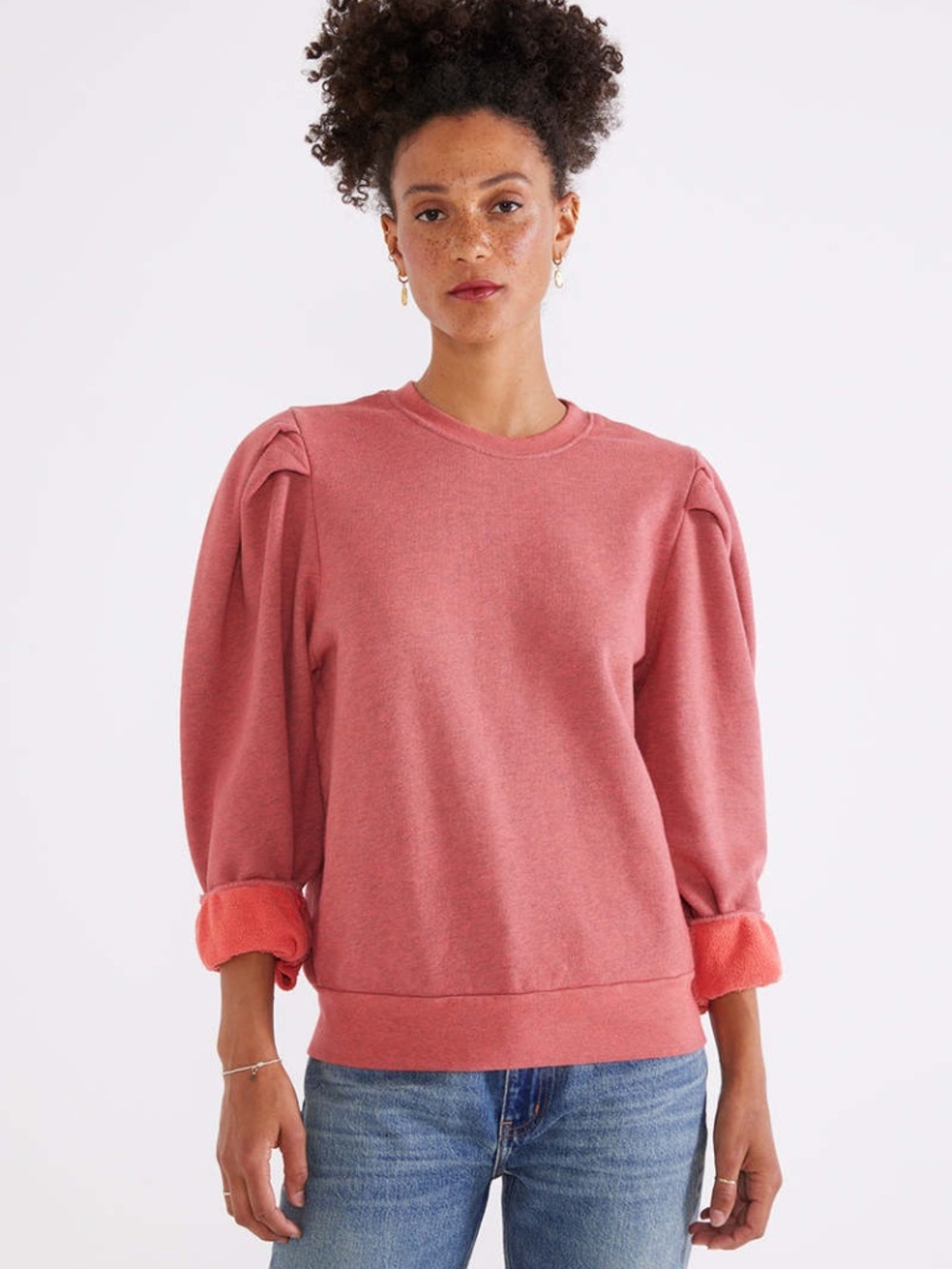 Etica Lysse Pleat Sleeve Pullover Sweatshirt Top